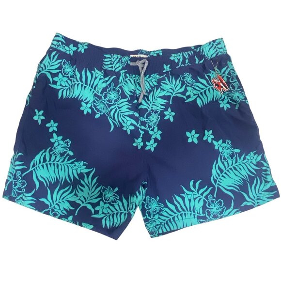 Reyn Spooner Mens Tropical Floral Swim Trunks 2XL Blue & Green Drawstring Stretc - Picture 1 of 13